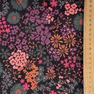 Cotton fabric VOILE STEPPED Flowerie black digital print