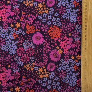 Cotton fabric VOILE STEPPED Flowerie purple digital print
