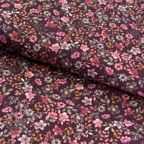 Cotton fabric Autumn flowers burgundy digital print