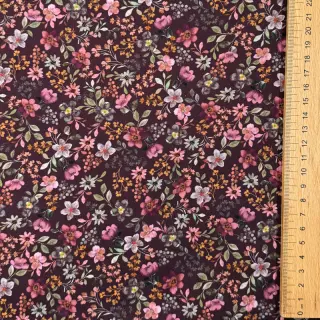 Cotton fabric Autumn flowers burgundy digital print