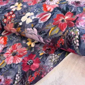 Sweat fabric Flowers Andrea blue digital print