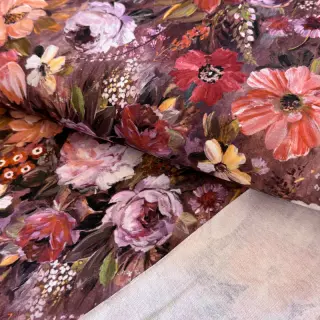 Sweat fabric Flowers Andrea brown digital print