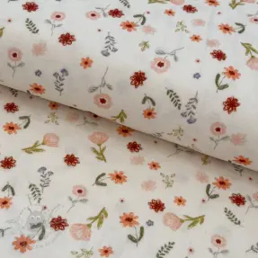 Double gauze/muslin Natural flowers digital print