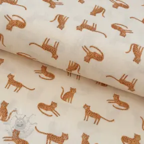 Double gauze/muslin Leopards ecru digital print