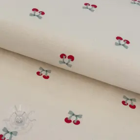 Cotton fabric FLANNEL Cherries natural