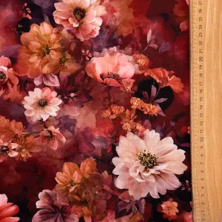 Jersey Flowers Junie red digital print