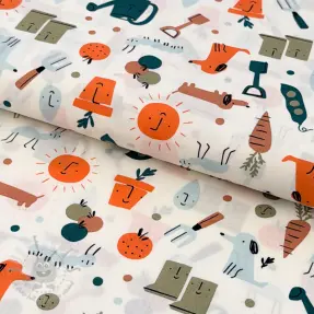Cotton fabric Garden off white