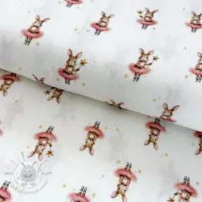 Double gauze/muslin Bunnies white digital print