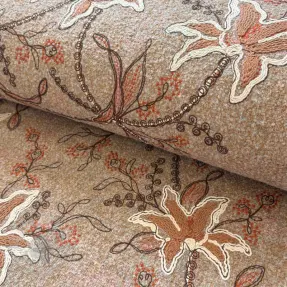 Coat fabric WOOLY EMBROIDERY Glory beige