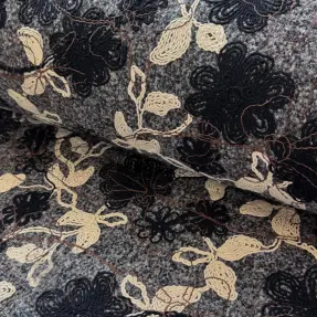Coat fabric WOOLY EMBROIDERY Glory grey
