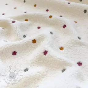 Coat fabric TEDDY EMBROIDERY Cuties ecru