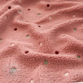 Coat fabric TEDDY EMBROIDERY Cuties blush