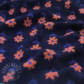 Coat fabric TEDDY Flowie Clara navy
