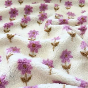Coat fabric TEDDY Flowie Clara natural