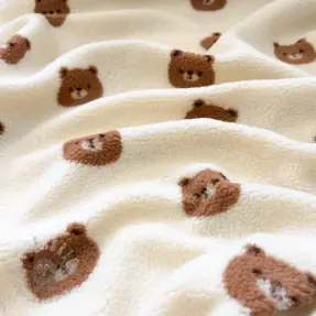 Coat fabric TEDDY Bears off white