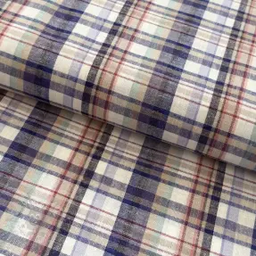 Linen viscose YARN DYED Checks Old fashion blue