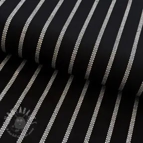 Linen viscose YARN DYED Dashed strip black