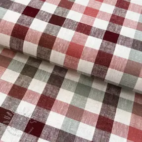 Linen viscose YARN DYED Checks burgundy