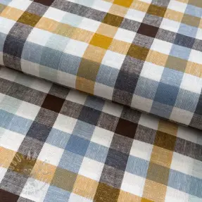 Linen viscose YARN DYED Checks brown