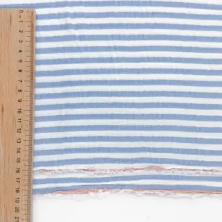 Double gauze/muslin YARN DYED Summer stripe blue