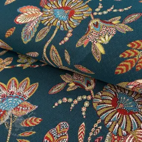 Decoration fabric jacquard Bosphore petrole