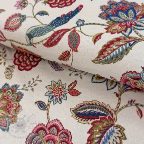 Decoration fabric jacquard Palampore blanc