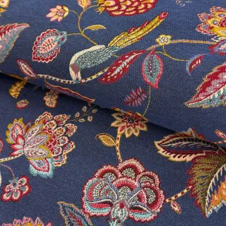 Decoration fabric jacquard Palampore bleu