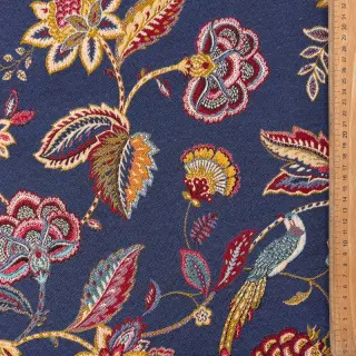 Decoration fabric jacquard Palampore bleu