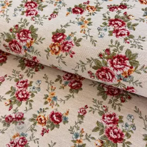 Decoration fabric jacquard Nina blanc rouge