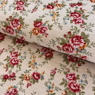 Decoration fabric jacquard Nina blanc rouge