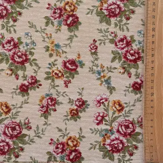Decoration fabric jacquard Nina blanc rouge