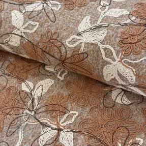 Coat fabric WOOLY EMBROIDERY Petra beige