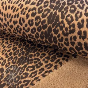 Coat fabric TEDDY SUEDE Panther LEO light brown