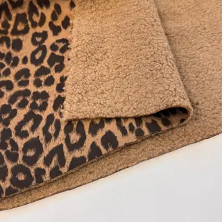 Coat fabric TEDDY SUEDE Panther LEO light brown