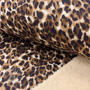 Coat fabric TEDDY SUEDE Panther LEO cognac