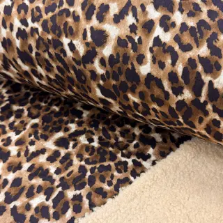 Coat fabric TEDDY SUEDE Panther LEO cognac