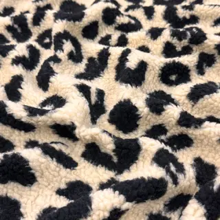 Coat fabric TEDDY Panther love ecru