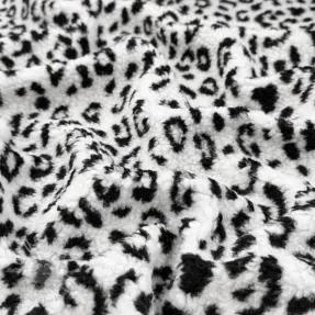 Coat fabric TEDDY Panther love off white