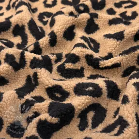 Coat fabric TEDDY Panther love sand