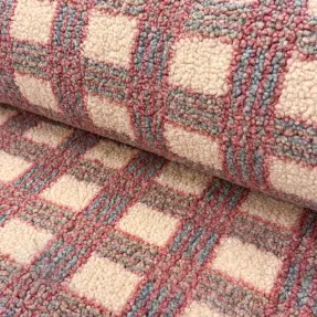 Coat fabric TEDDY Fluffy Checks