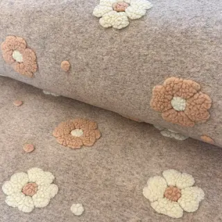 Coat fabric LUXE with 3D Flowers sand