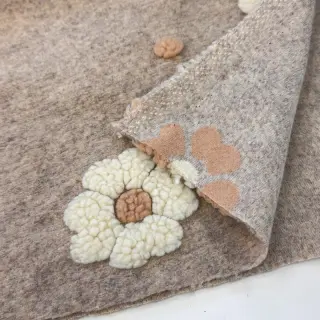 Coat fabric LUXE with 3D Flowers sand