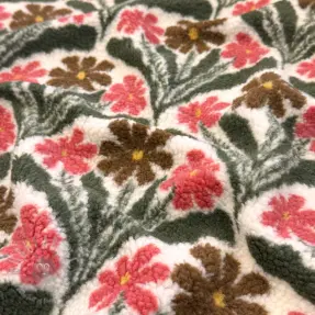 Coat fabric TEDDY JACQUARD Flowers