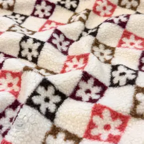 Coat fabric TEDDY JACQUARD Square flowers