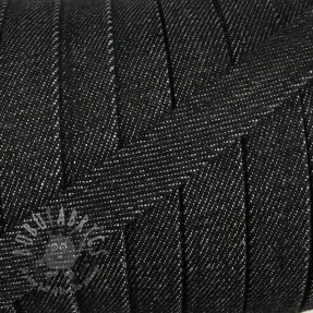 Cotton cord flat 15 mm Denim black