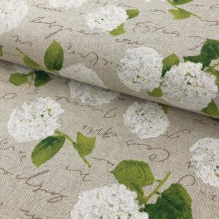 Decoration fabric Linenlook Hortenzie white