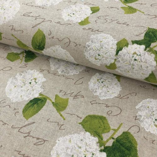 Decoration fabric Linenlook Hortenzie white