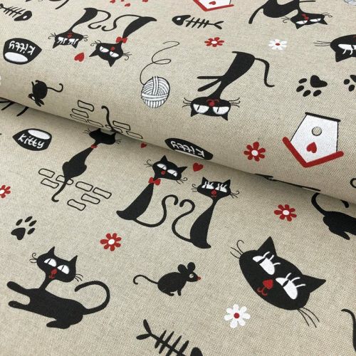 Decoration fabric Linenlook Kitty