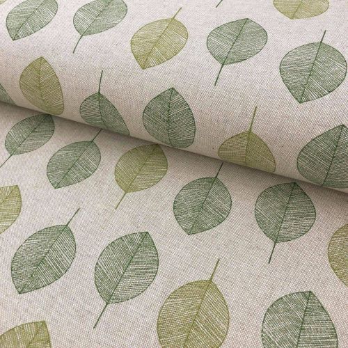 Decoration fabric Linenlook Leaves pastel