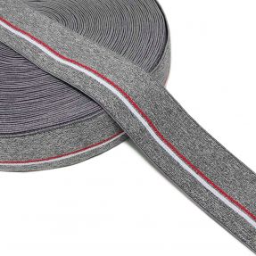 Elastic 4 cm RED STRIPE dark grey